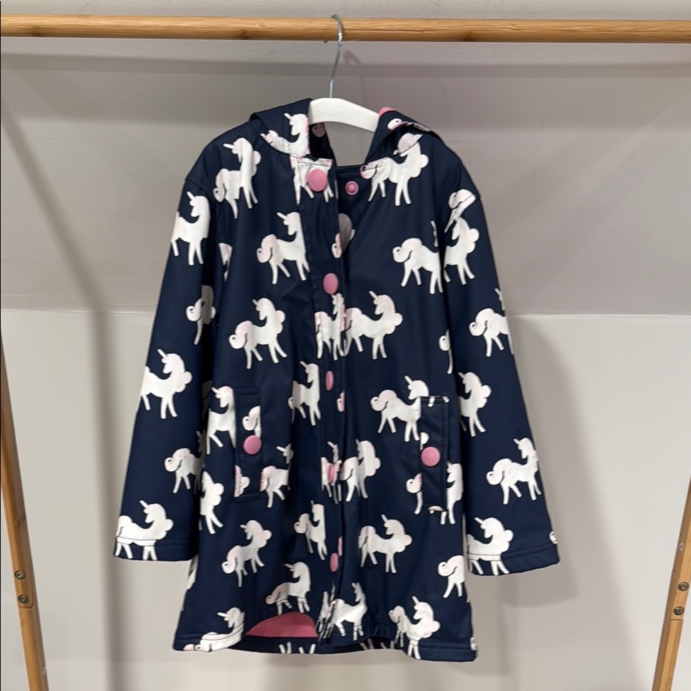 Hatley color change unicorn raincoat, size 5